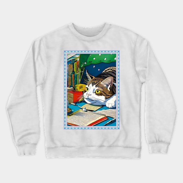 Funny Lazy Bored Cat Crewneck Sweatshirt by Cheeky BB